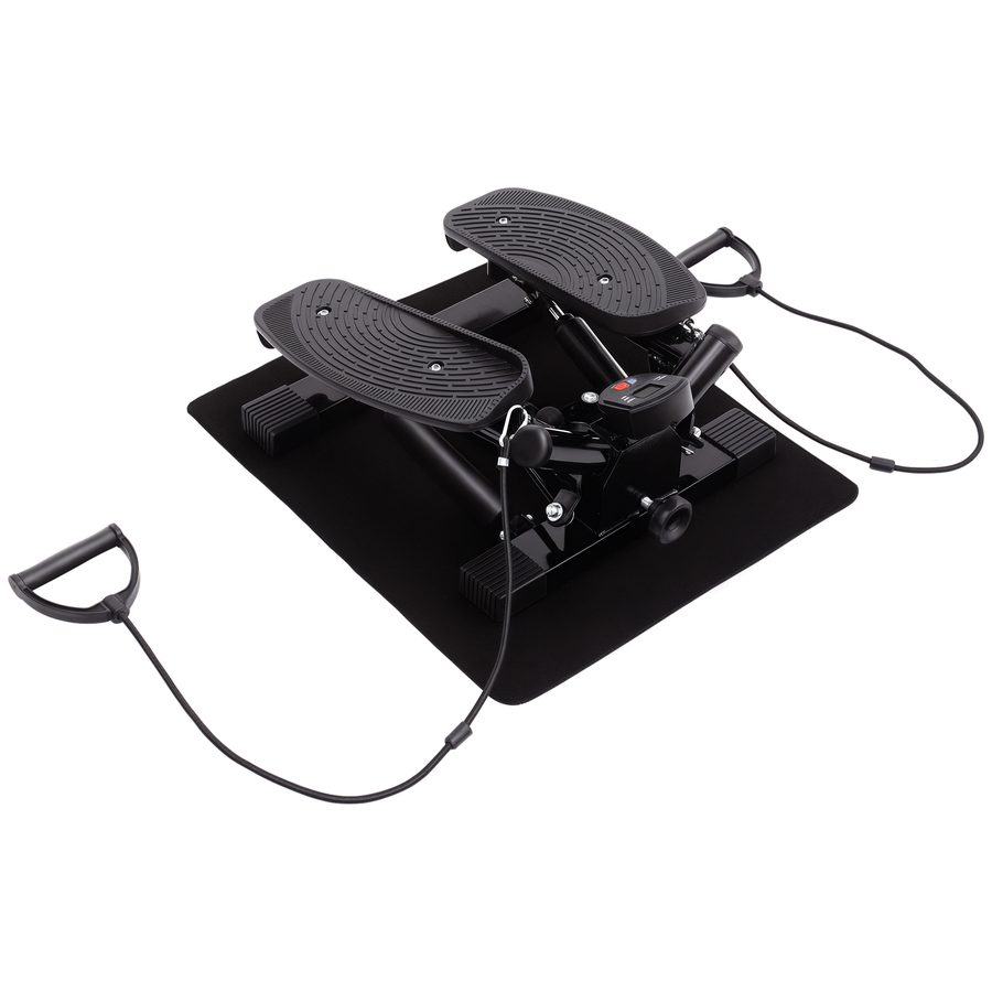 HOMCOM Mini Stepper Sidestepper Fitness Heimtrainer mit Trainingsbändern schwarz, kompakt & effektiv für Zuhause   Aosom.de von HOMCOM