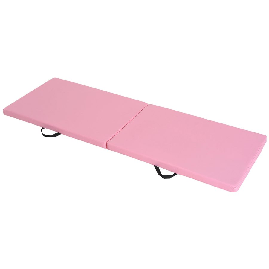 HOMCOM Trainingsmatte, Faltbare Fitnessmatte Sportmatte mit Griffen Gymnastikmatte Gymnastik Tumbling Matte für Yoga, MMA, Fitness, Pilates, Synthetikbezug, Rosa, 180 x 60 x 5 cm   Aosom von HOMCOM