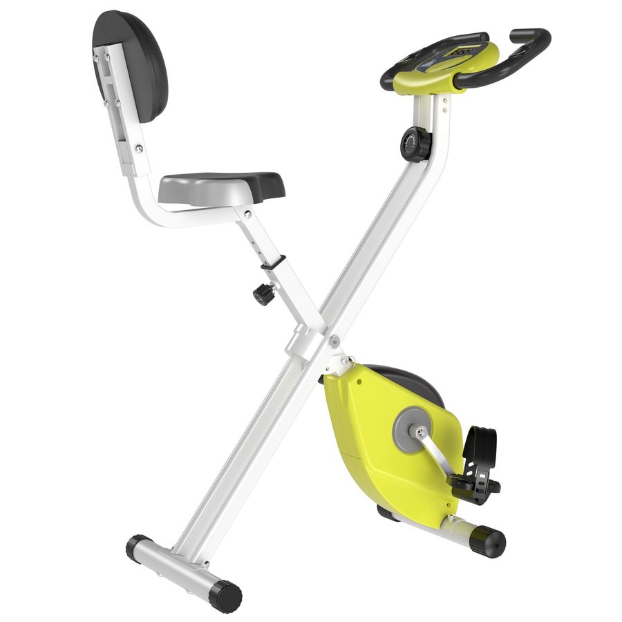 HOMCOM Heimtrainer F-Bike Fahrradtrainer mit 8-stufig einstellbarem Magnetwiderstand, höhenverstellbar, Stahl, Gelb Weiß, kompakt 43 x 97 x 109 cm   Aosom.de von HOMCOM
