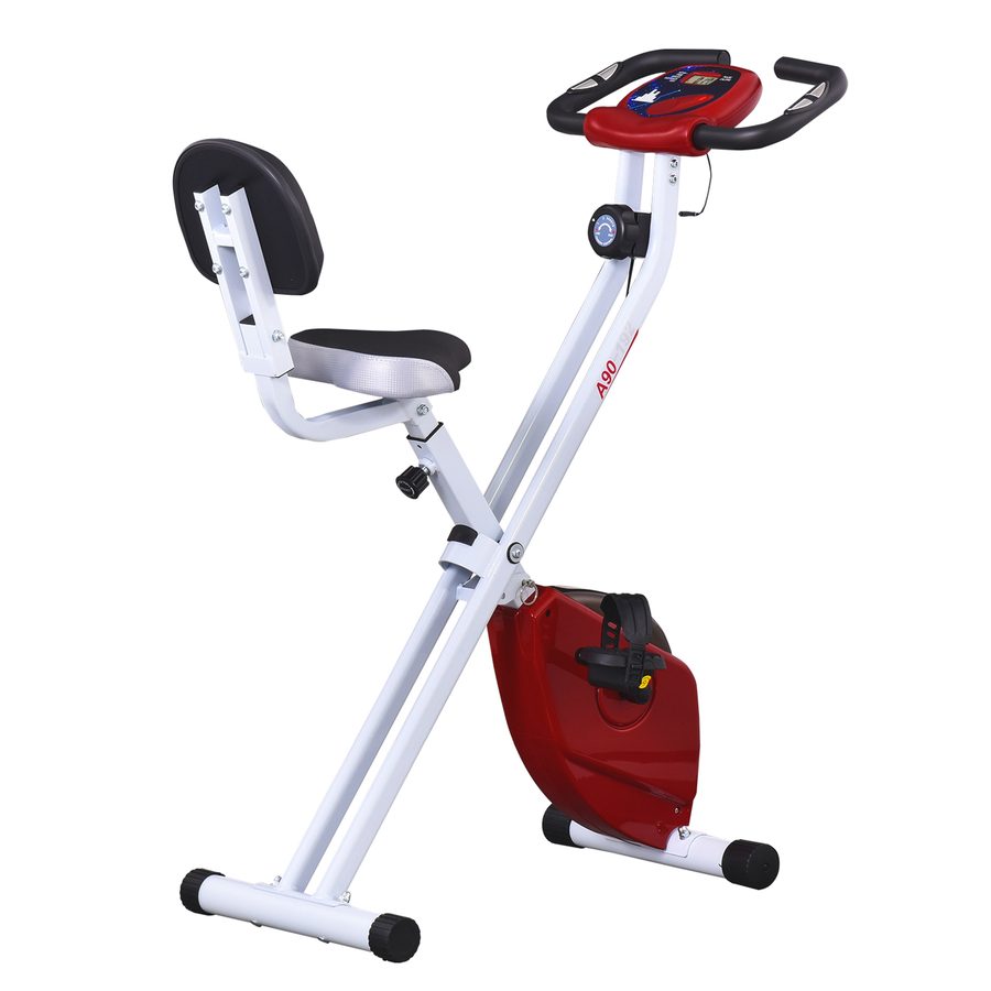 HOMCOM Heimtrainer Fahrradtrainer mit 8 stufig einstellbarem Magnetwiderstand höhenverstellbar Stahl Rot+Weiß 43 x 97 x 109 cm   Aosom von HOMCOM