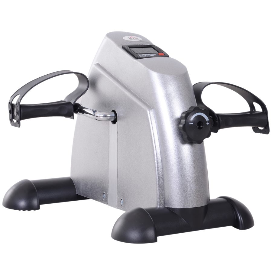 HOMCOM Heimtrainer Mini Bike Pedaltrainer Trainingsrad Fahrradgerät mit LCD-Display Gusseisen Silber 35 x 40 x 31 cm   Aosom von HOMCOM