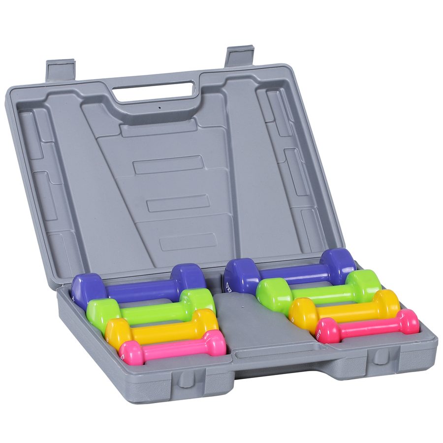 HOMCOM Hantelset Kurzhantel Set mit Koffer 4 Hantelpaare 05 1 15 2 kg tragbar für Zuhause und Fitnessstudio Eisen Kunststoff   Aosom.de von HOMCOM