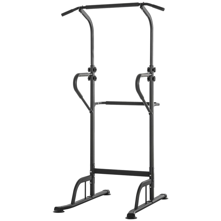 HOMCOM Multifunktionale Trainingsstation Klimmzugstange Römischer Stuhl höhenverstellbar Stahl Schwarz Rot   Aosom von HOMCOM