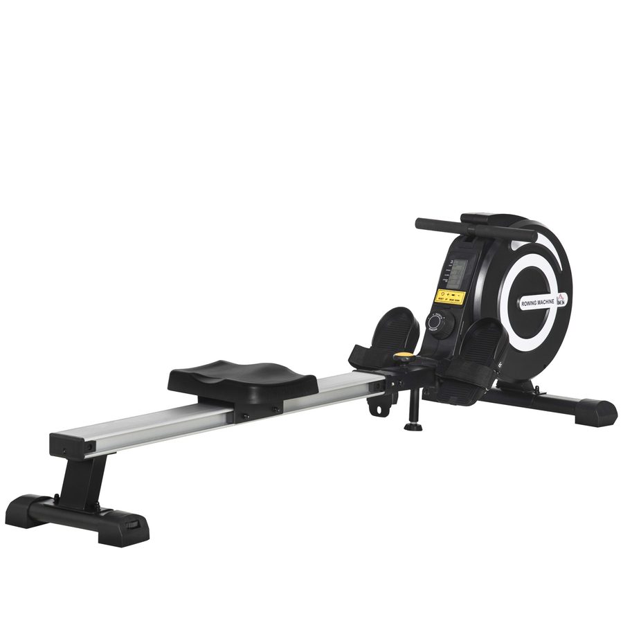 HOMCOM Rudergerät für Zuhause, Klappbar Rudermaschine mit 8 Stufen Magnetbremssystem, LCD-Anzeige, für Ganzkörpertraining, Alu, Schwarz   Aosom von HOMCOM
