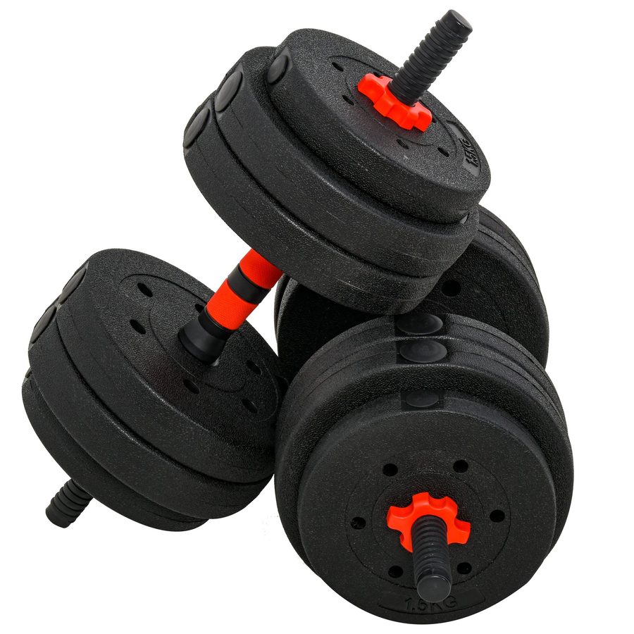 HOMCOM Verstellbares Hantelset 25kg für professionelles Gewichtheben, Kurz- & Langhantel, ideales Krafttraining für Zuhause   Aosom.de von HOMCOM