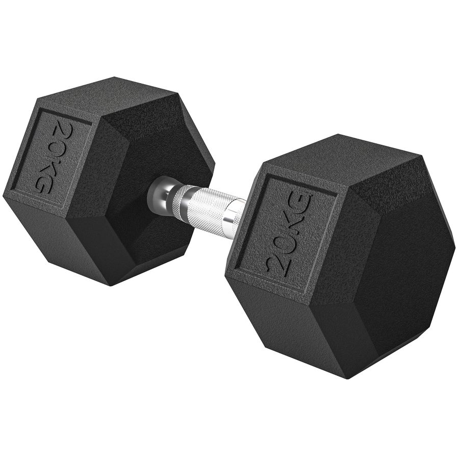 HOMCOM Hexagon Kurzhantel, 20 KG, Gusseisen mit Gummiüberzug, Schwarz  Aosom von HOMCOM