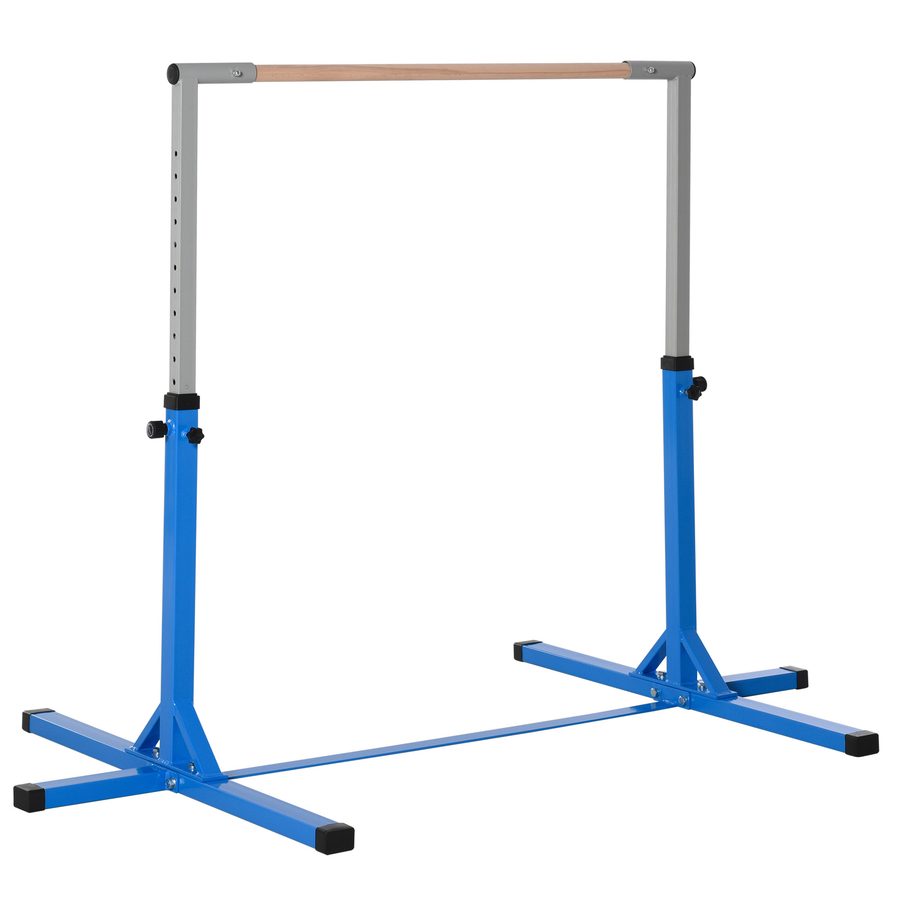 HOMCOM Reckstange höhenverstellbar Turnreck 13-stufig bis 75 kg belastbar aus Stahl & Buchenholz in Blau für Gymnastik & Training   Aosom.de von HOMCOM