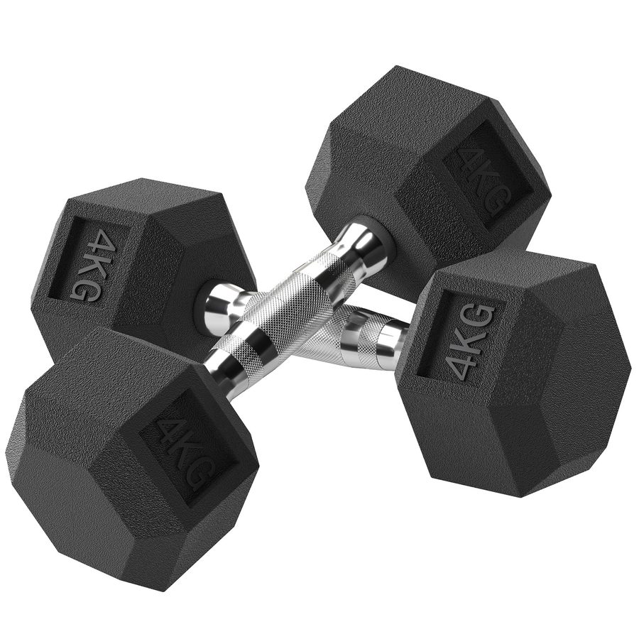 HOMCOM Hexagon Kurzhanteln 2er Set Gusseisen Hanteln Griff gerändelt Hantel Set Kurzhantelset Gewichte Metall Gummi schwarz 2 x 4 KG   Aosom von HOMCOM