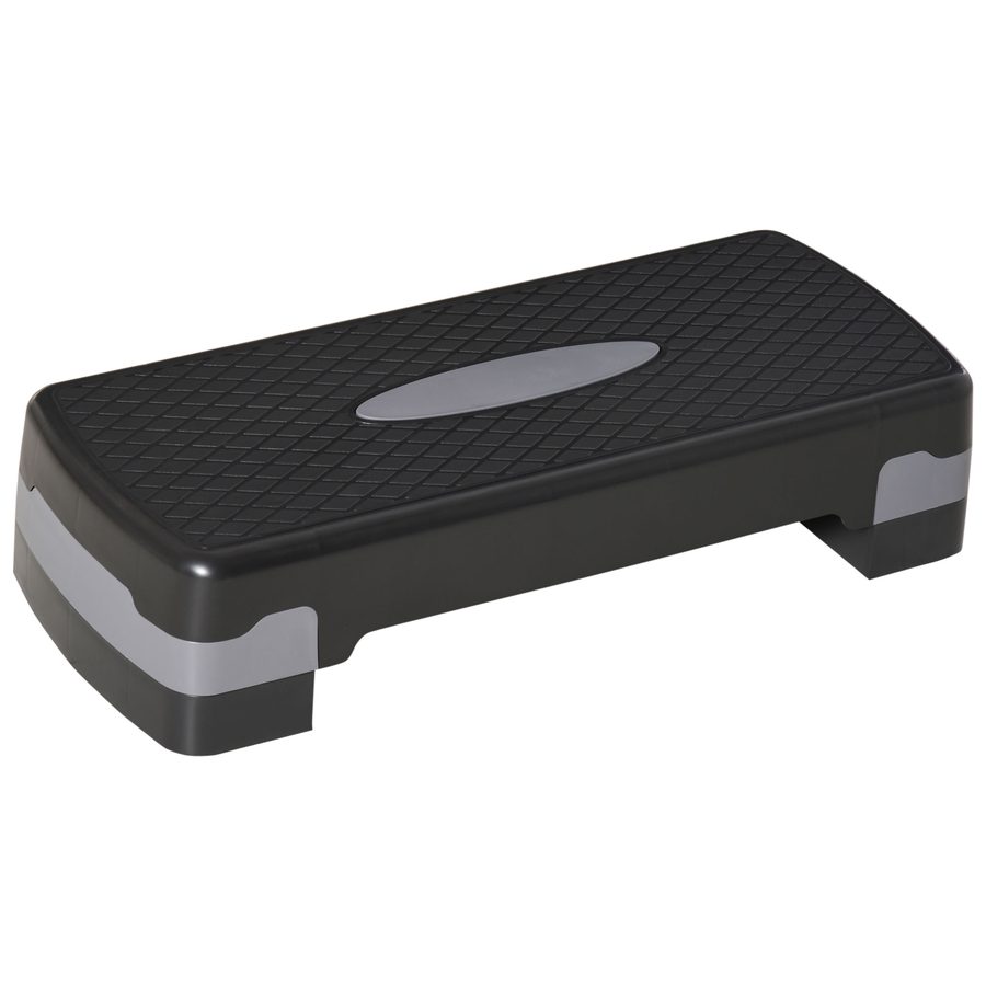 HOMCOM Steppbrett Aerobic Fitness 2-stufig höhenverstellbar 10/15 cm Heimtrainer Stepper Schwarz Grau 68x29x15cm für effektives Workout   Aosom.de von HOMCOM