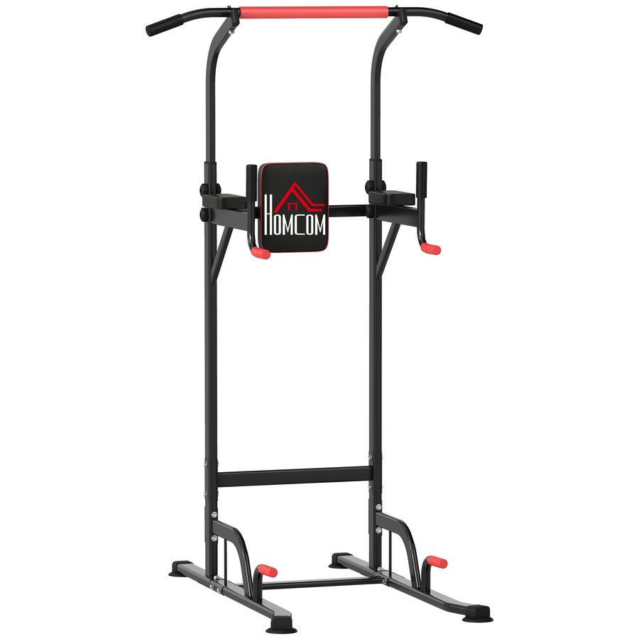 HOMCOM Power Tower höhenverstellbar Dip Station mit Klimmzugstange Saugnäpfe, Gepolsterte Kraftstation freistehend multifunktionale Kraftturm Fitness Trainingsgerät für Zuhause Home Gym Krafttraining   Aosom von HOMCOM
