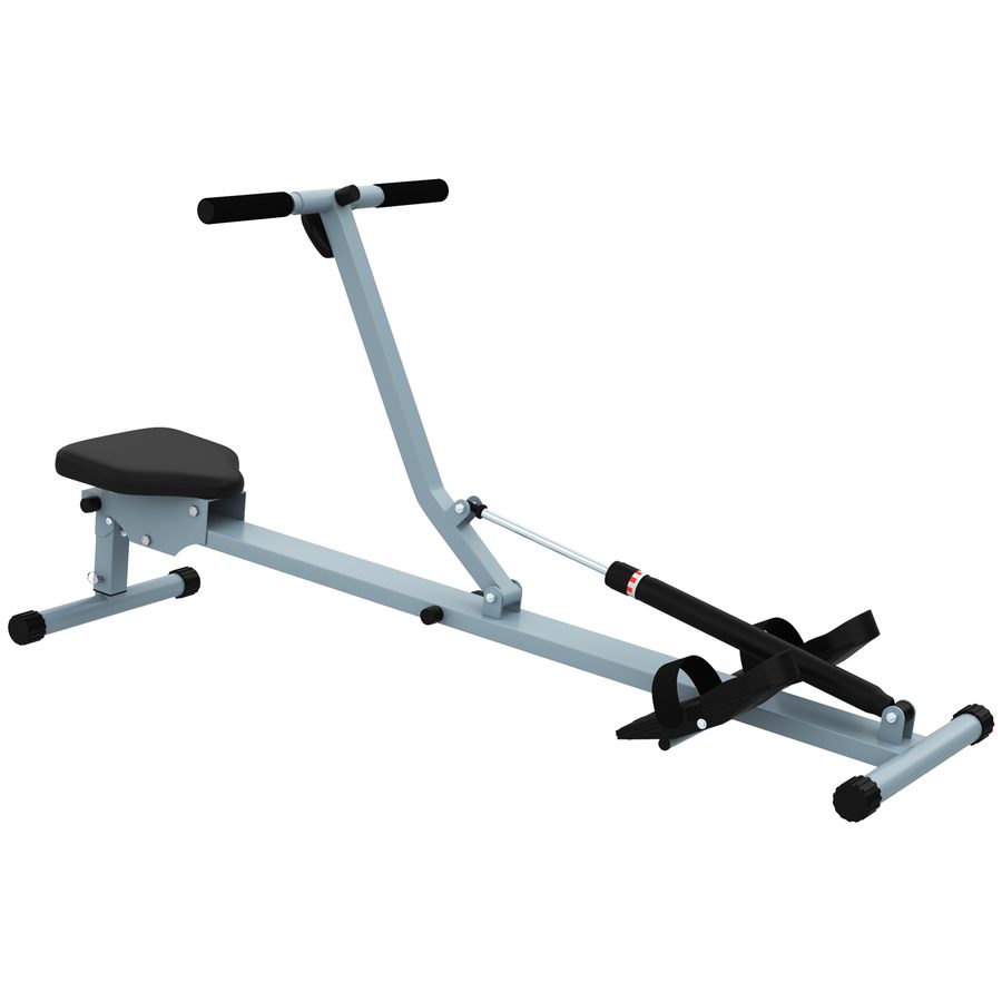 HOMCOM Rudergerät Rudermaschine mit LCD Fitnessgerät Ruderzugmaschine Heimtrainer, mit LCD Display, Stahl+PVC, Grau, 130x47,5x67cm   Aosom von HOMCOM