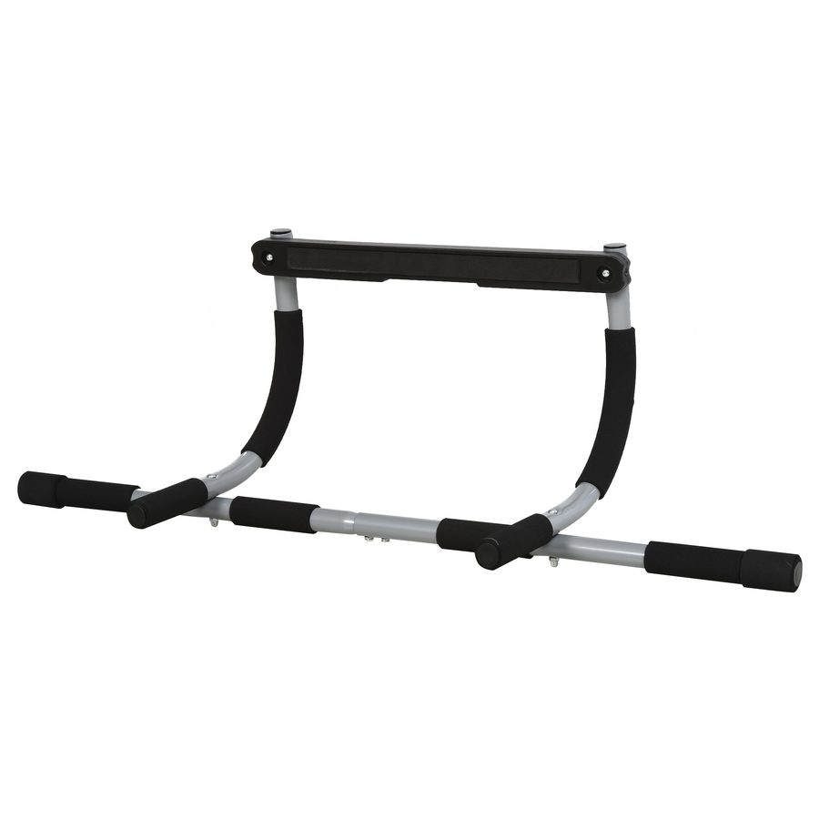 HOMCOM Klimmzugstange Multifunktions-Trainingshalterung Türreck aus Stahl mit Schaumstoffgriffen Schwarz Grau 92x40x17cm für Fitness Zuhause   Aosom.de von HOMCOM