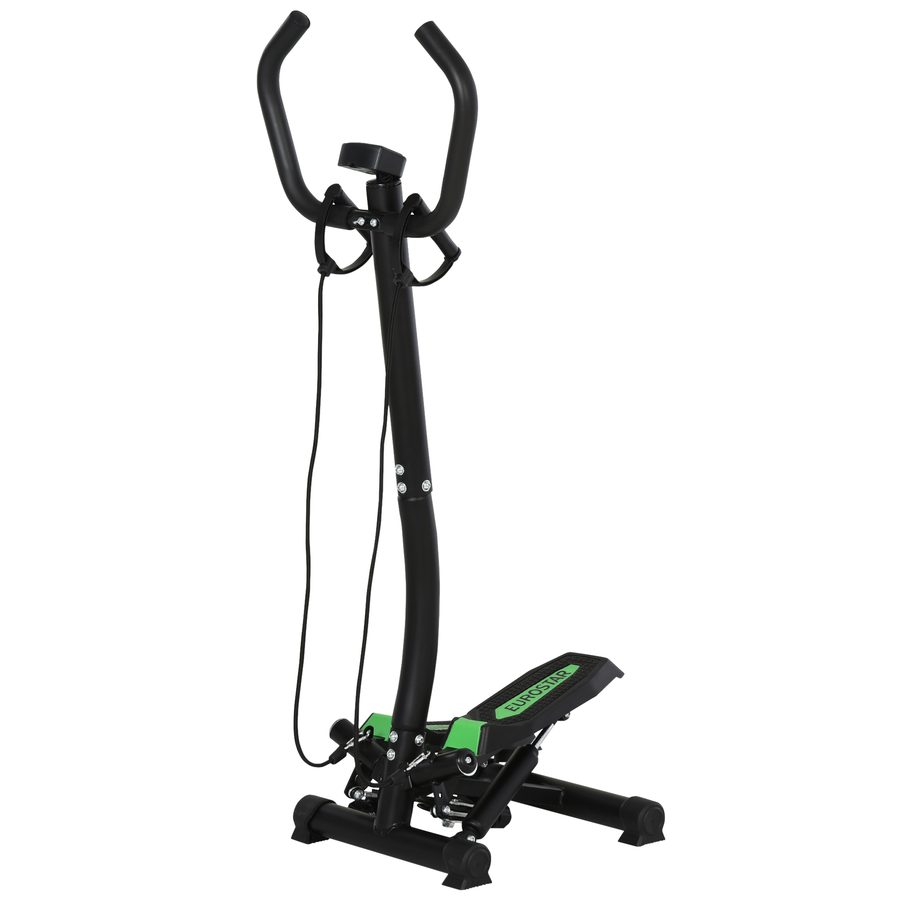 HOMCOM Stepper Sidestepper mit Haltegriff und Trainingsbändern, Heimtrainer mit LCD Display aus Stahl, ideal für Fitness und Zuhause   Aosom.de von HOMCOM