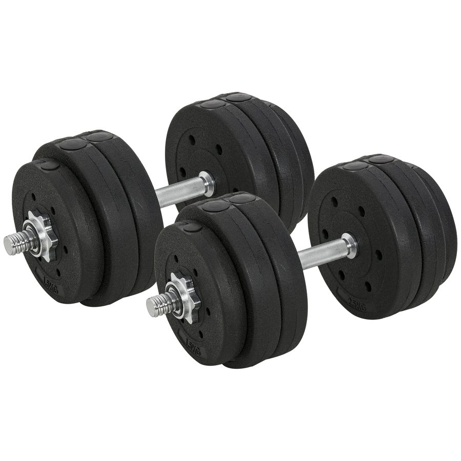 HOMCOM Kurzhantel Set 30KG Hantelset mit Hantelscheiben für Zuhause & Fitnessstudio, Stahl PU Schwarz, ideal für Krafttraining   Aosom.de von HOMCOM
