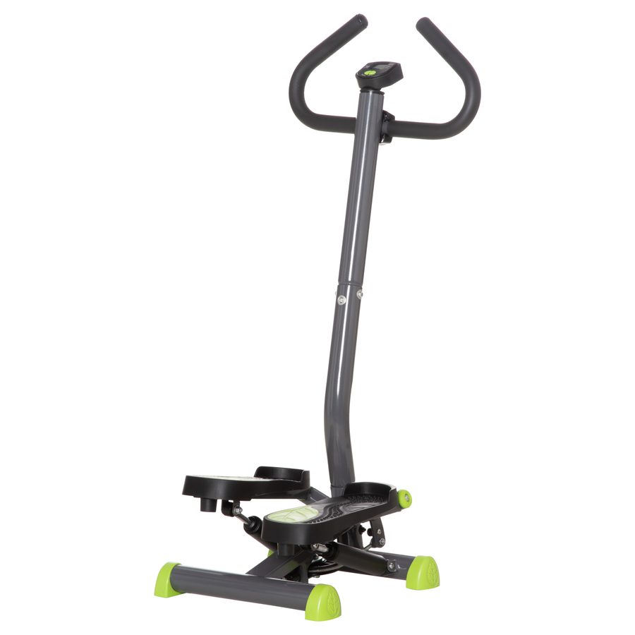 HOMCOM Hometrainer Stepper Fitness Swing Stepper mit LCD-Display & Handgriffen bis 100 kg, Stahl ABS, Grau & Grün, kompakt 55 x 44 x 108 cm   Aosom.de von HOMCOM