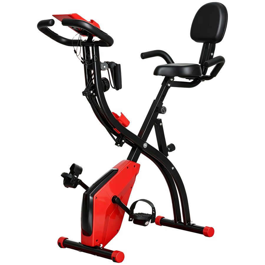 HOMCOM 2-in-1 Heimtrainer klappbar mit LCD-Display und 8-stufig einstellbarem Magnetwiderstand, inkl. 1 Paar Spannseil für effektives Training   Aosom.de von HOMCOM