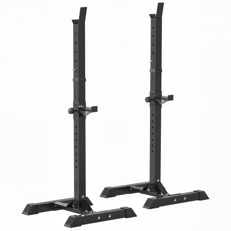 HOMCOM Hantelständer, 2er-Set, Langhantelablage, Höhenverstellbare Hantelablage, Langhantel mit Gummi-Fußkappen, 105-160 cm, Krafttraining, bis 150 kg, Stahl   Aosom von HOMCOM