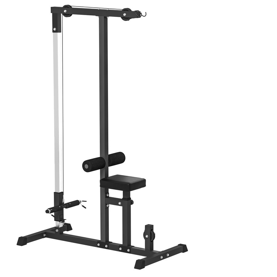HOMCOM Kraftstation  Multifunktionale Fitnessstation mit verstellbarem Sitz & Riemenscheibe, Stahl, Schwarz, 107x120x190cm  Aosom von HOMCOM