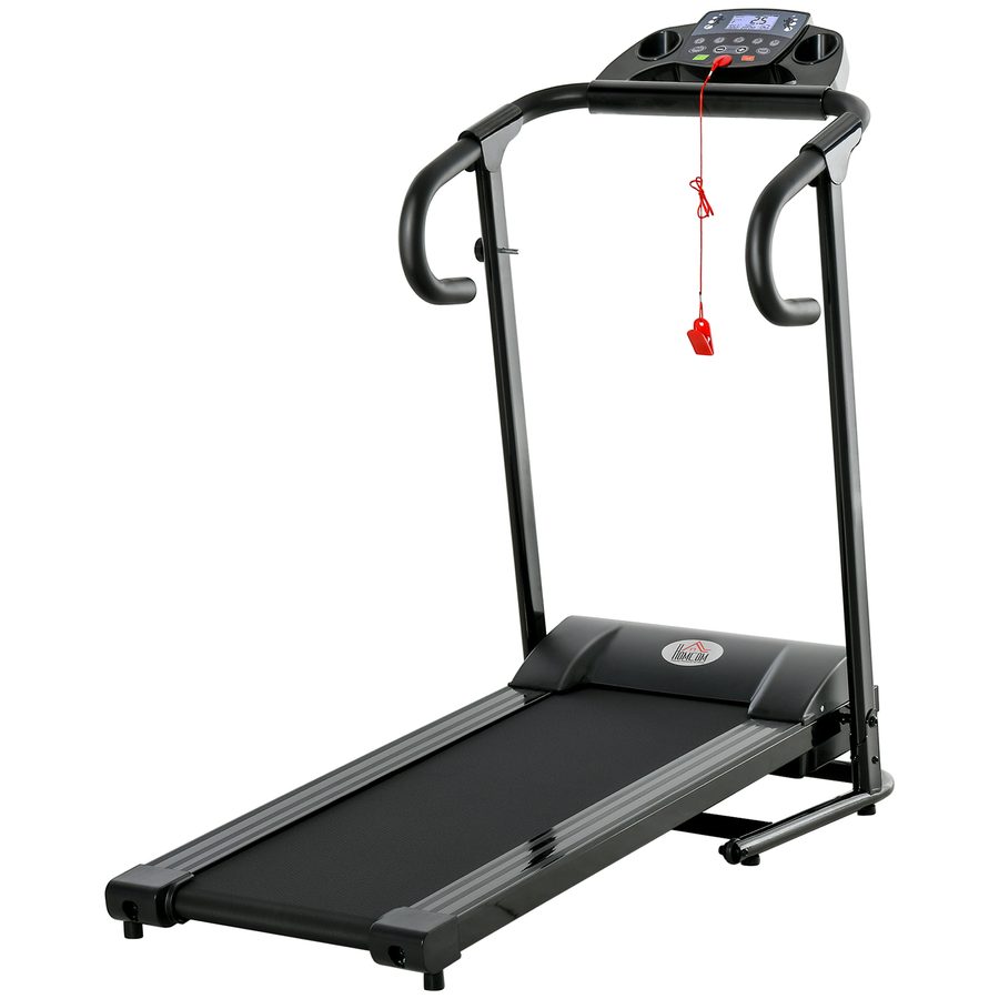 HOMCOM Laufband elektrisch klappbar 500W 0,8-10km/h mit LCD-Display & Handyhalterung in Schwarz 123x62x117cm für Zuhause   Aosom.de von HOMCOM