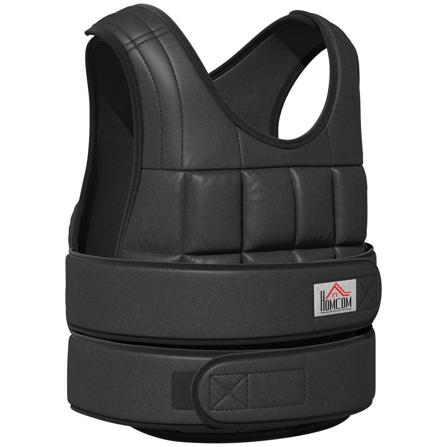 HOMCOM Gewichtsweste 30 kg verstellbar mit 35 Gewichtssäcken für Krafttraining aus Oxford Metall Schwarz 60x50cm   Aosom.de von HOMCOM