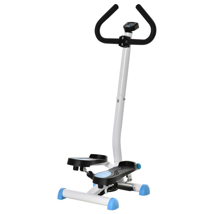 HOMCOM Stepper Fitness Swing Stepper mit LCD-Display & Handgriff, Hometrainer bis 100 kg, Stahl ABS, Blau, 55 x 44 x 108 cm   Aosom.de von HOMCOM