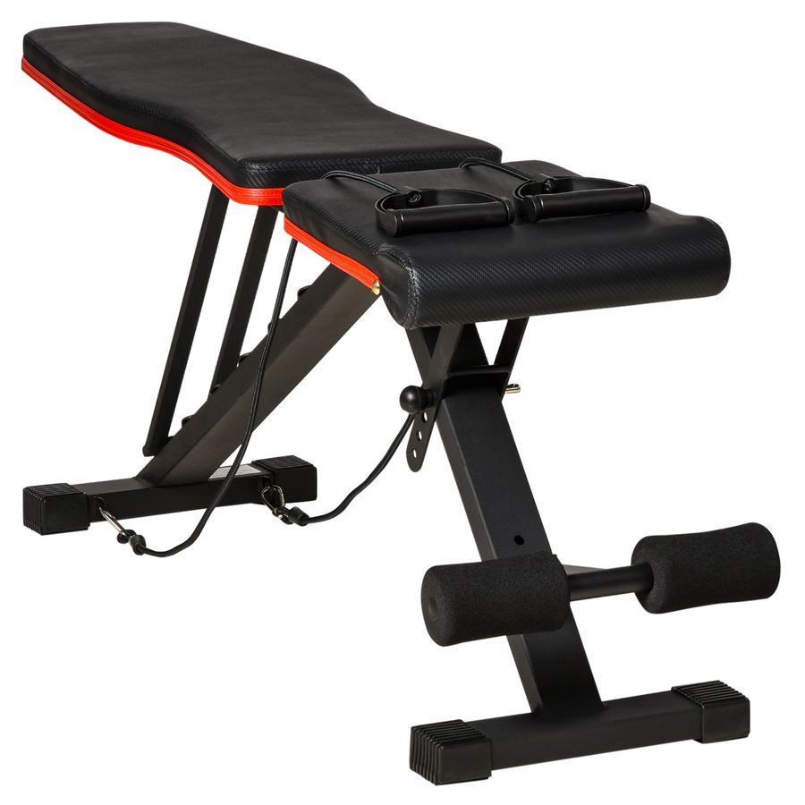 HOMCOM Multifunktionsbank 2-in-1 mit verstellbarer Neigung, Bauchbank und Hantelbank gepolstert mit elastischen Bändern für Zuhause und Fitnessstudio, Schwarz   Aosom von HOMCOM