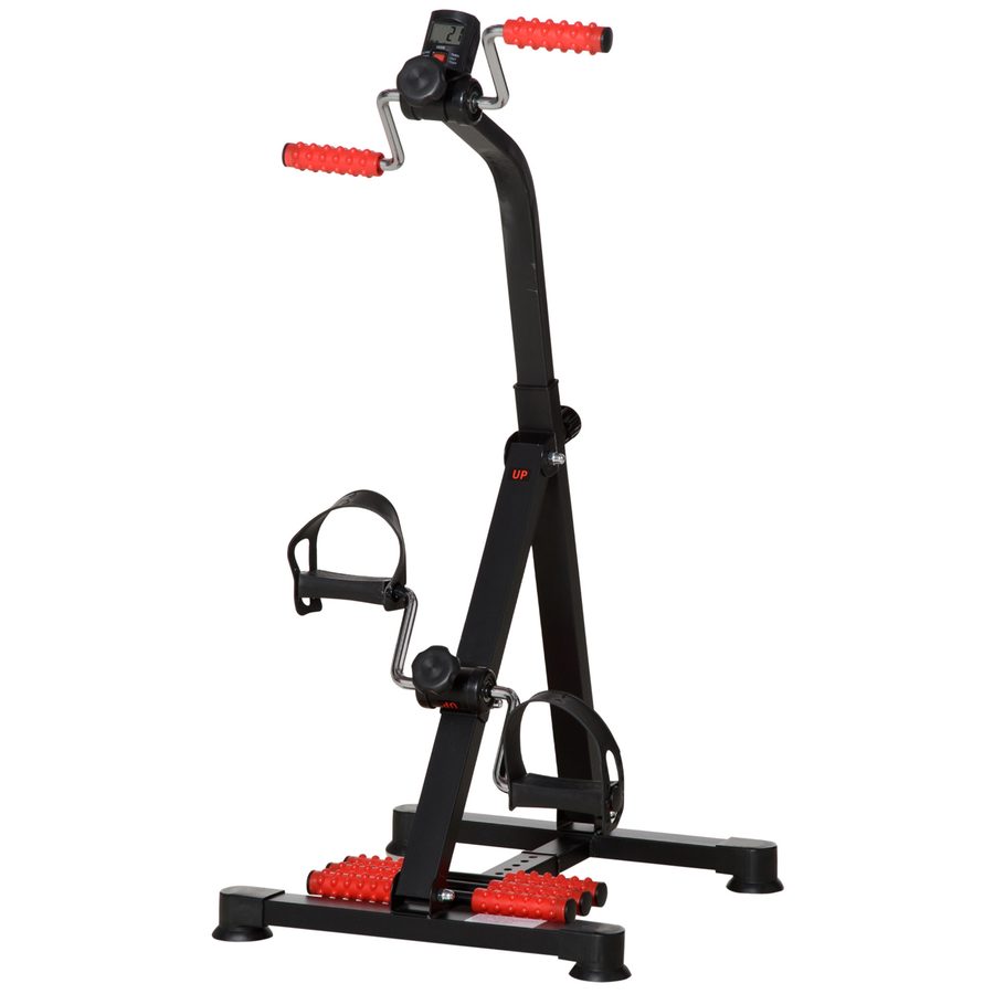 HOMCOM Pedaltrainer für Senioren Höhen- und Längenverstellbar Mini Heimtrainer mit Griff LCD Display Befestigungsband Anti-Rutsch-Matte Arm- und Beintrainer Bewegungstrainer Mini Bike für Zuhause Büro   Aosom von HOMCOM