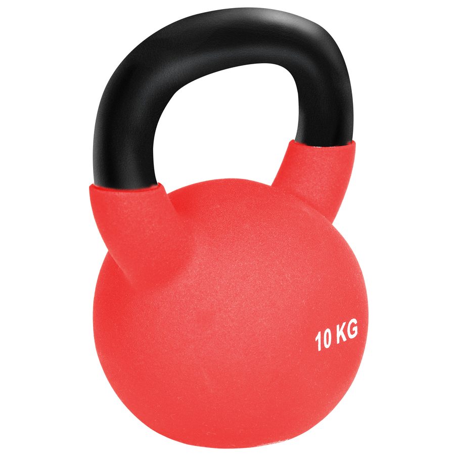 HOMCOM Kettlebell 10 kg aus Metall, Trainingsgewicht mit rutschfestem Griff und flachem Boden, Kettlebell für Fitness & Krafttraining zu Hause und im Studio, rot und schwarz   Aosom von HOMCOM