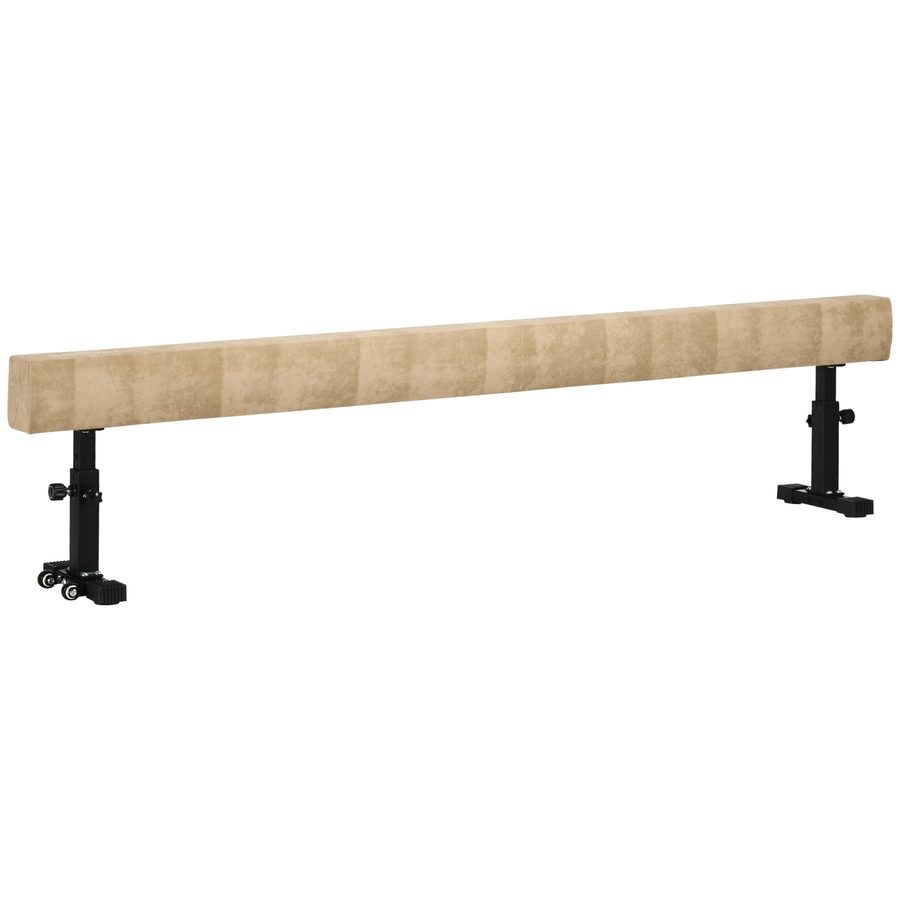 HOMCOM Balance Beam für zu Hause mit Höhenverstellung, Rädern und rutschfesten Füßen, für Kinder von 3-12 Jahren, 226x31x59cm, Braun   Aosom von HOMCOM