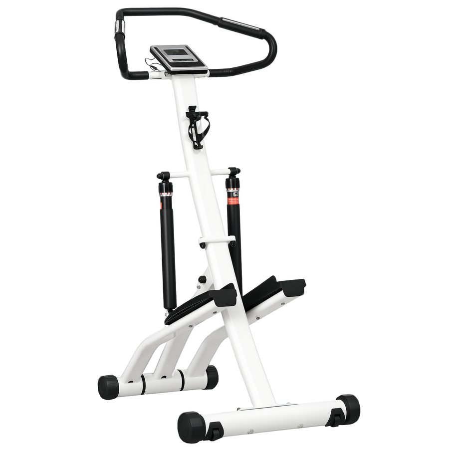SPORTNOW Stepper mit Handgriff, Fitness Heimtrainer mit LCD-Bildschirm, Heimtrainer mit 12 Widerstandsstufen Schwarz+Silber 80 x 61 x 134 cm   Aosom von SPORTNOW