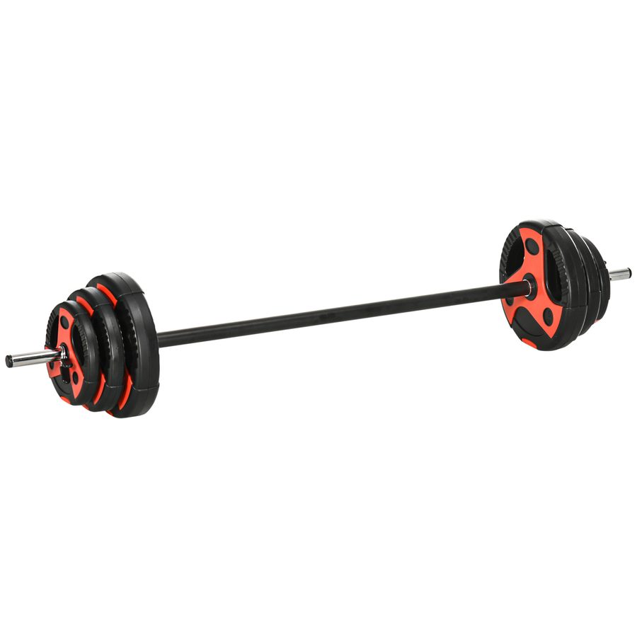 SPORTNOW Langhantel Set 20 kg verstellbares Hantelset mit rutschfestem Griff 6 Hantelscheiben bodenschonend für Heimtraining   Aosom.de