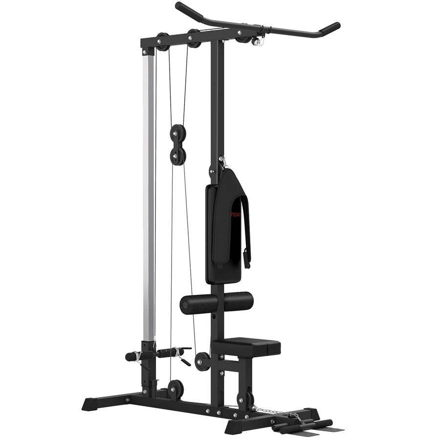 SPORTNOW Kraftstation für Zuhause multifunktionale Fitnessstation mit Latzugstange Seilzugsystem, bis 50 kg Gewichte Fitnessgeräte für Homegym Krafttraining   Aosom von SPORTNOW