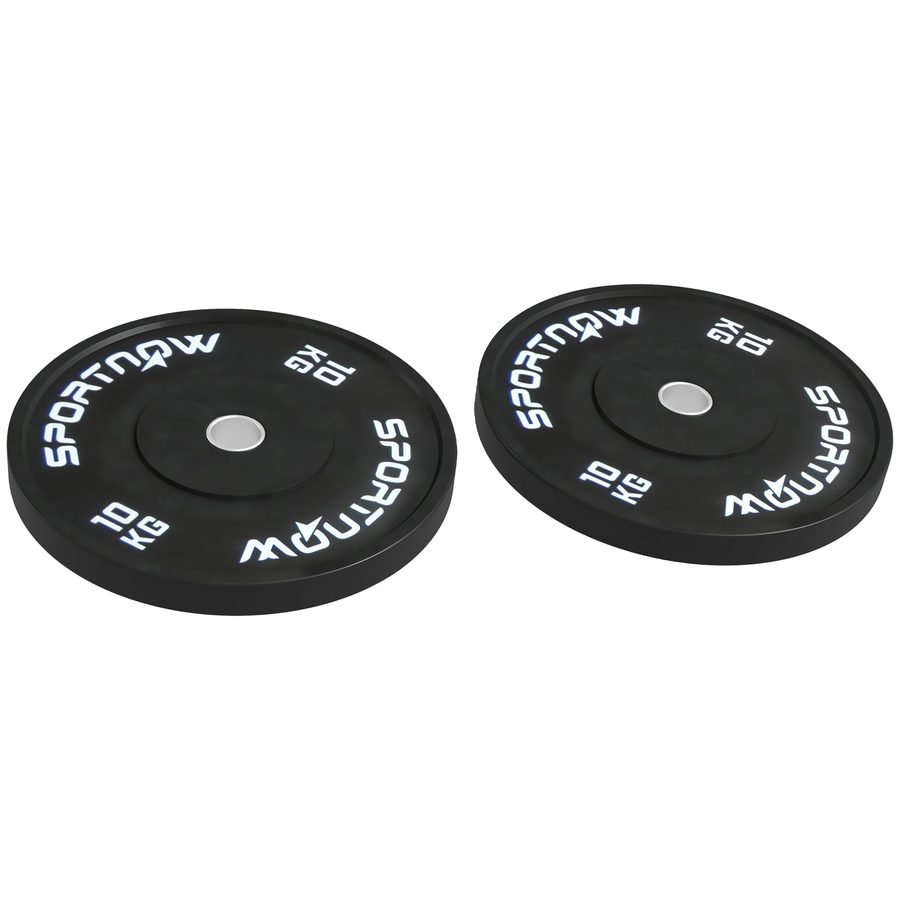 SPORTNOW Set von 2 Hantelscheiben zu je 10kg, Hantelscheiben für Langhantelstangen und Kurzhanteln mit 5cm Anschluss für Training zu Hause und im Fitnessstudio, Schwarz   Aosom von SPORTNOW