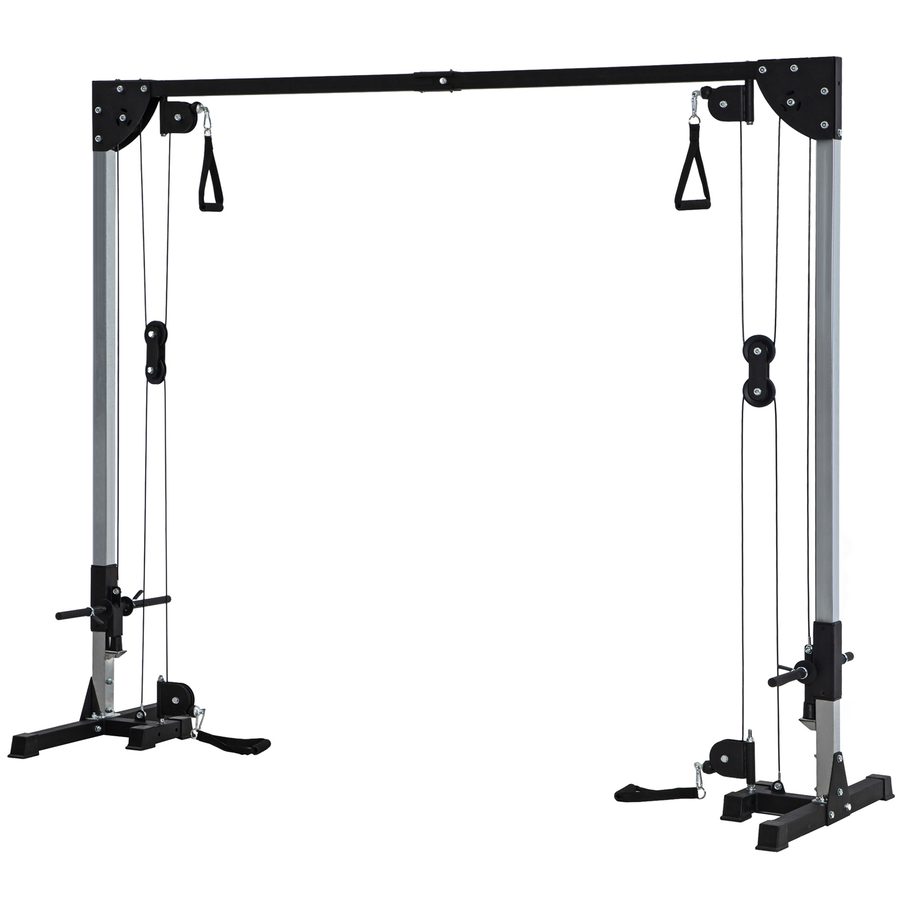 SPORTNOW Kabelzug Kraftstation für Zuhause Steckgewichte bis 50kg belast pro Seite, Kabelzugstation mit Griffen, freistehend Kabelturm Kabelzugturm für Übungen Homegym 245 x 207 cm   Aosom von SPORTNOW