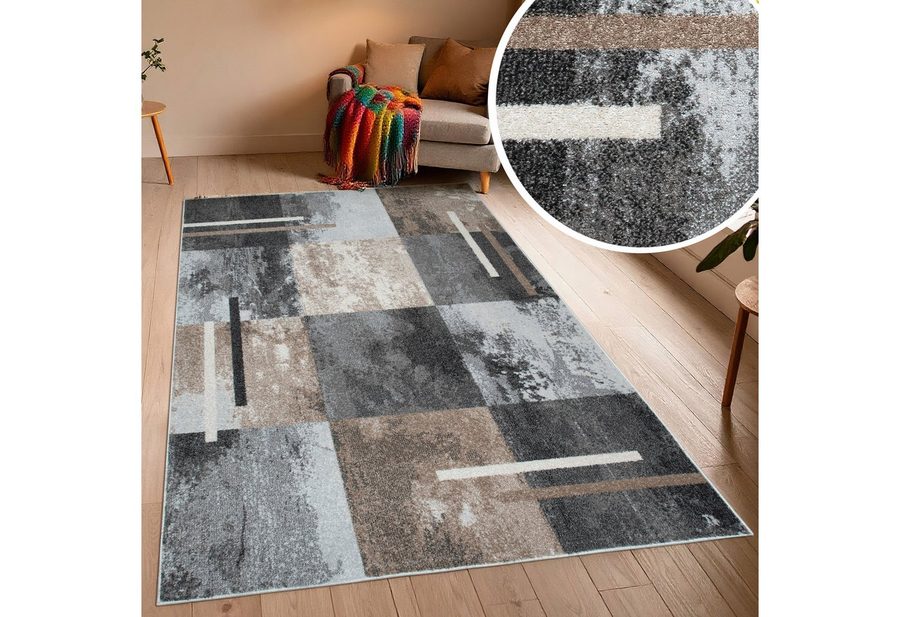 OTTO home Teppich Cube, Karo Muster mit 3D-Design, rechteckig, Höhe: 9 mm, Kasten, geometrisch, Patchwork, Wohnzimmer, Schlafzimmer von OTTO home