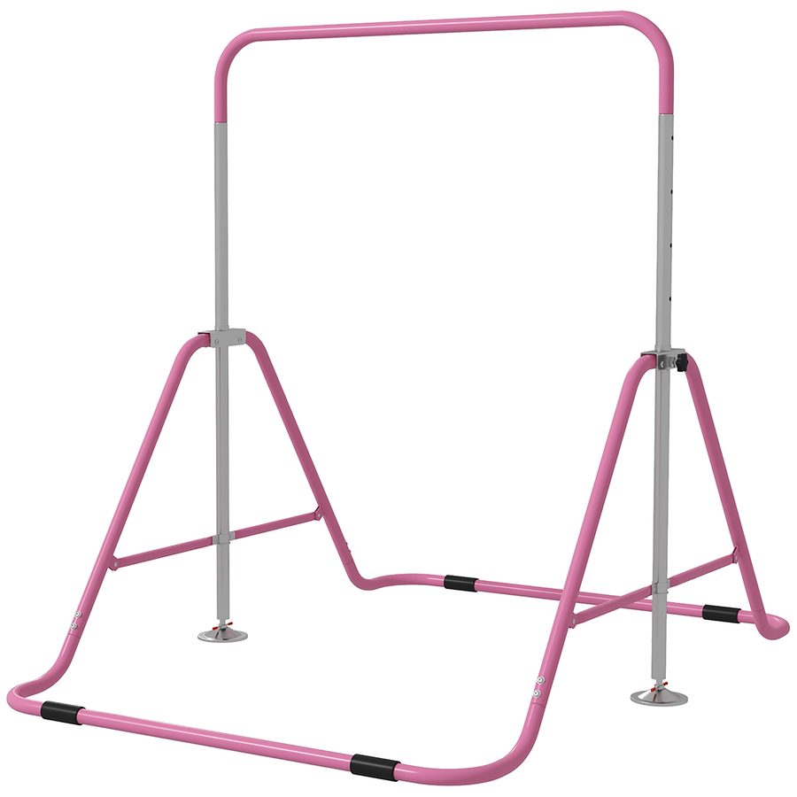 HOMCOM Kinderturnstange für Kinder, klappbar, Höhe verstellbar von 88 bis 128 cm, mit dreieckiger Stahlbasis, Rose   Aosom von HOMCOM