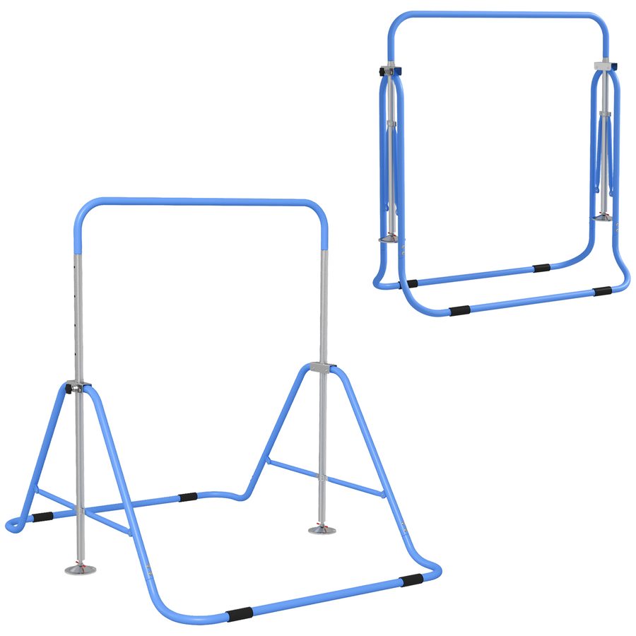 HOMCOM klappbare Klimmzugstange für Kinder ab 3 Jahren, Turnstange mit 5-facher Höhenverstellung und Stahlrahmen, 154x106.2x88.5-128.5cm, Blau   Aosom von HOMCOM