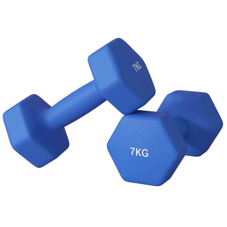 SPORTNOW Set 2 Hexagonale rutschfeste Hanteln 2x7 kg für Training, Metall und Kunststoff, 22,5x10,5x10,5 cm, Blau   Aosom von SPORTNOW