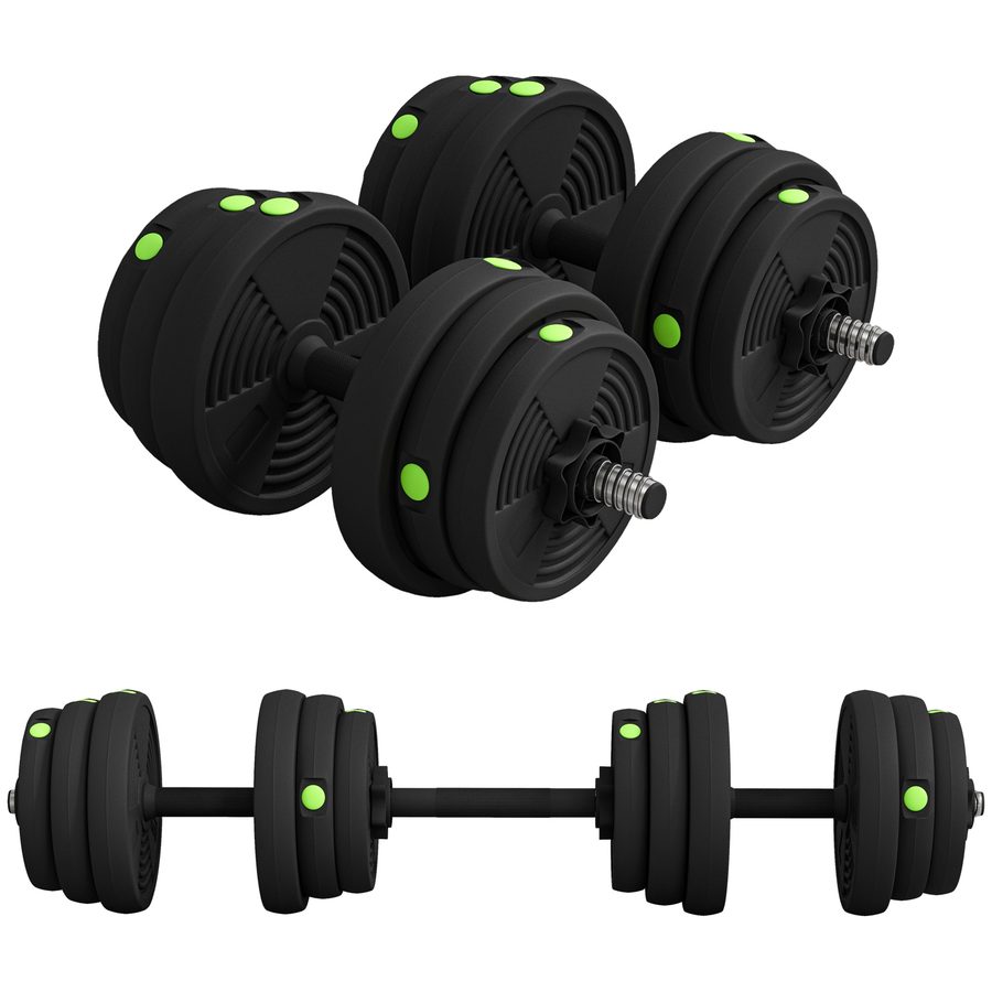 SPORTNOW 2-in-1 Hantel Set, 25 kg verstellbar Dumbbell Set mit 8 Hantelscheiben, bodenschonend für Krafttraining, Fitness, Gewichtheben, Schwarz   Aosom von SPORTNOW