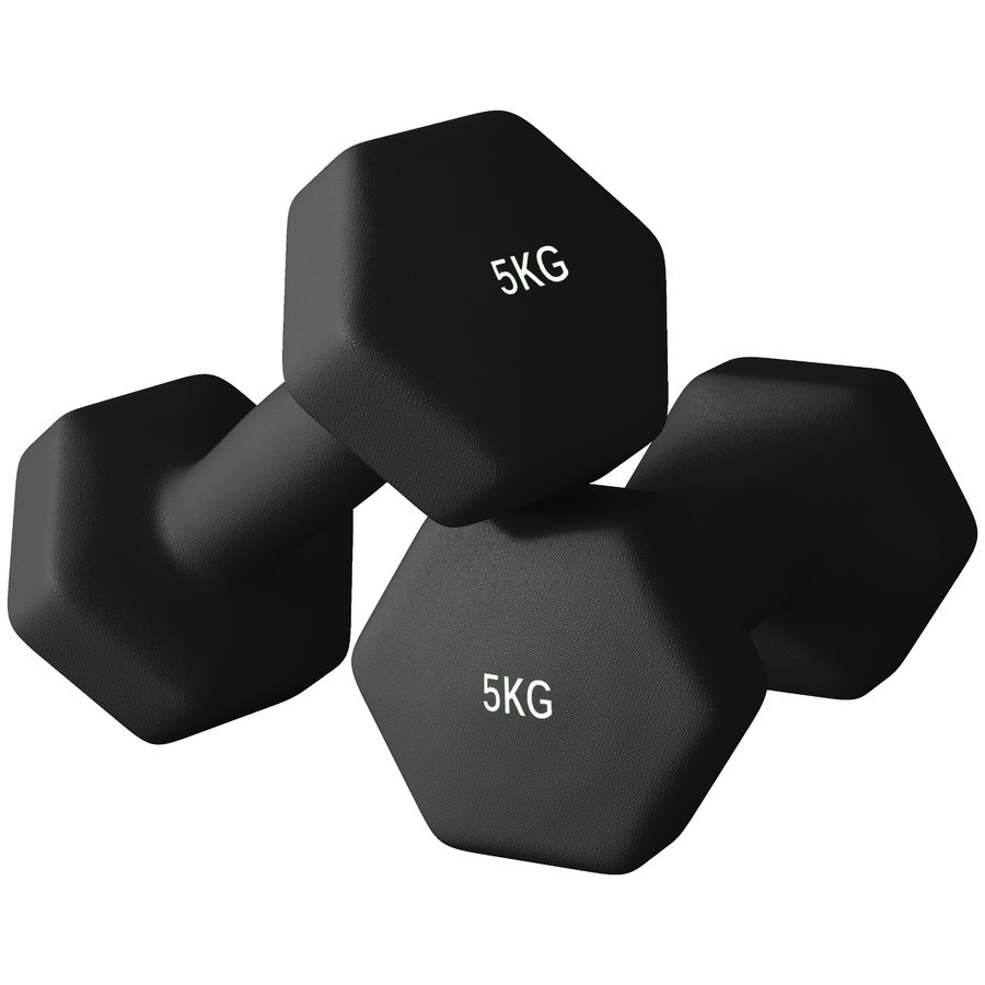 SPORTNOW Set mit 2 sechseckigen Hanteln mit rutschfesten Griffen für das Training zu Hause, 2 x 5 kg, schwarz   Aosom von SPORTNOW