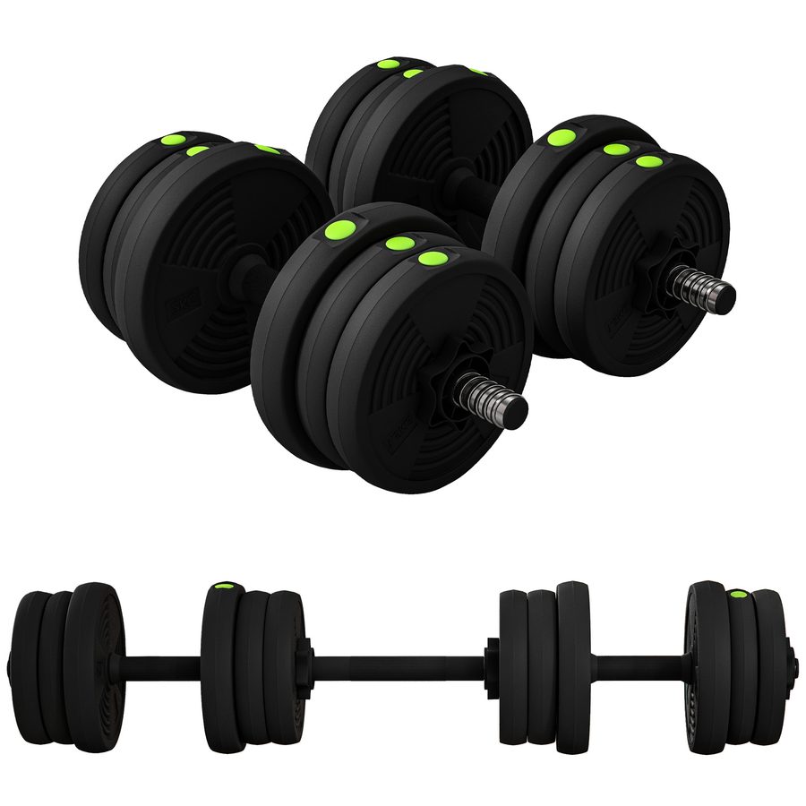 SPORTNOW 2-in-1 Hantel Set, 20 kg verstellbar Dumbbell Set mit 12 Hantelscheiben, bodenschonend für Krafttraining, Fitness, Gewichtheben, Schwarz   Aosom von SPORTNOW