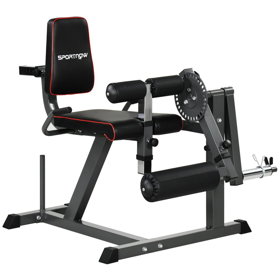 SPORTNOW Beinstrecker Verstellbar Beinbeuger mit Plattenbeladung Wadenmaschine für Hüft Oberschenkel Unterkörper Training Stahl Schwarz   Aosom.de von SPORTNOW