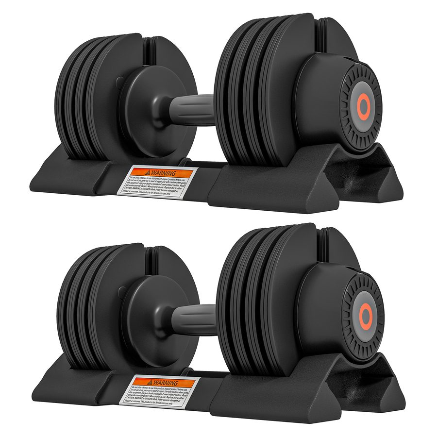 SPORTNOW Set 2 Verstellbare Hanteln mit Hantelablagen und rutschfester Griff, Hanteln aus Stahl und ABS, 33x16x16 cm, Schwarz   Aosom von SPORTNOW