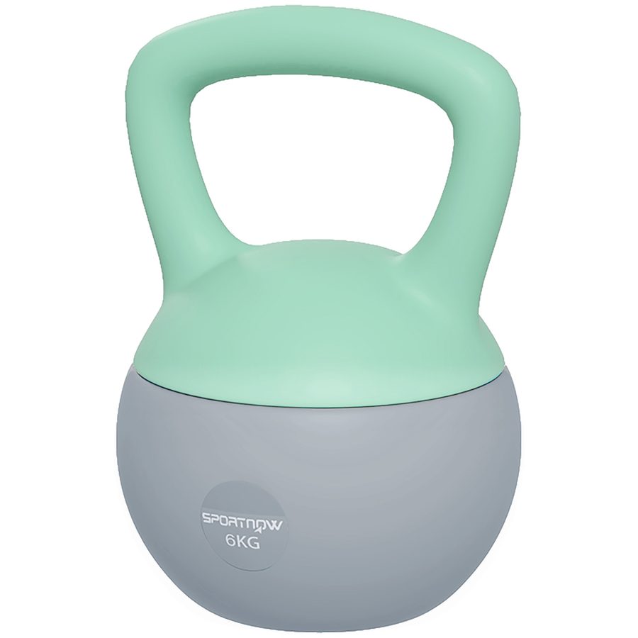 SPORTNOW Kettlebell 6 kg Soft Kettlebell gefüllt mit Metallsand und rutschfestem Griff für Bodybuilding Training zu Hause Fitnessstudio Grün und Grau   Aosom von SPORTNOW