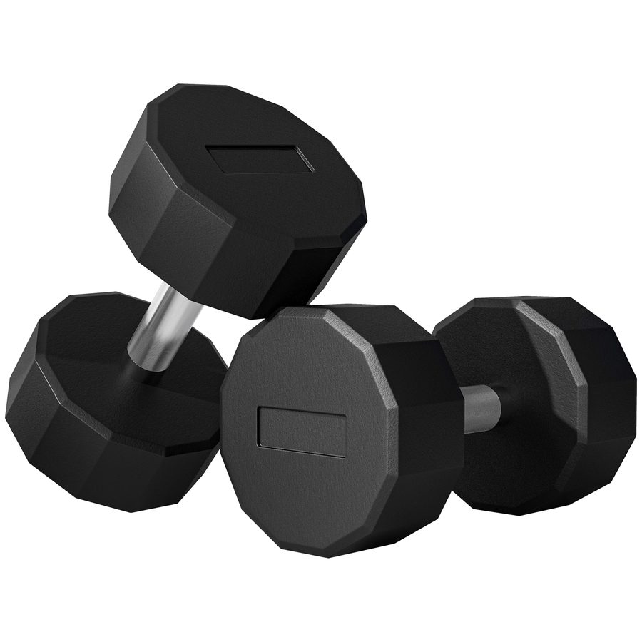 SPORTNOW Set 2 Hanteln mit 12 Seiten zu je 2x15 kg aus Metall und Gummi, Fitnesshantel-Set mit rutschfestem Griff, 26x15.5x15.5 cm, Schwarz   Aosom von SPORTNOW