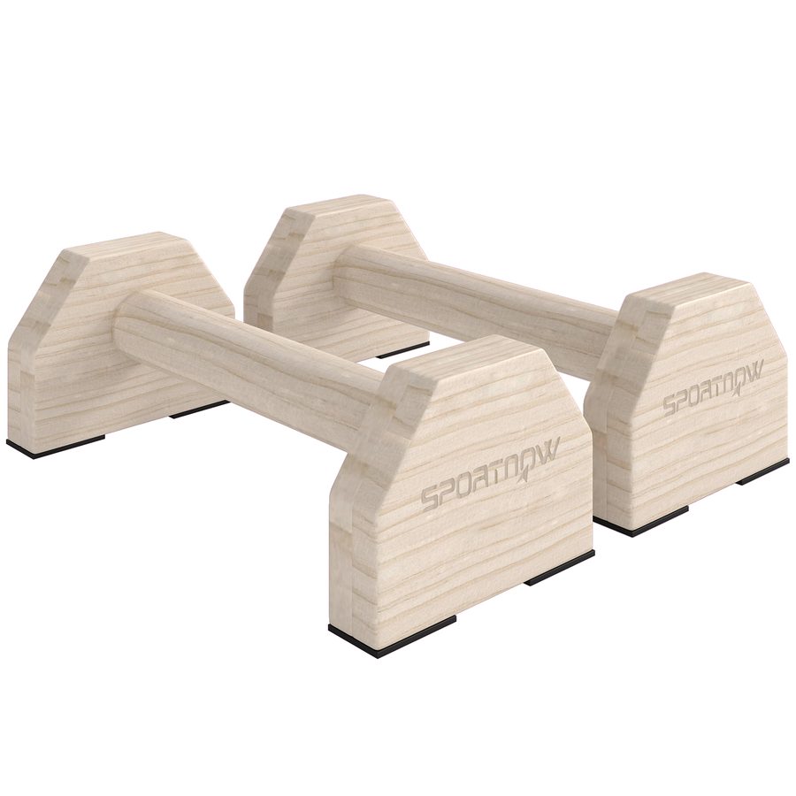 SPORTNOW 2er-Set Liegestützgriffe rutschfest Push Up Griffe aus Holz Parallettes Liegestützen für Muskeltraining, Krafttraining, Natur   Aosom von SPORTNOW