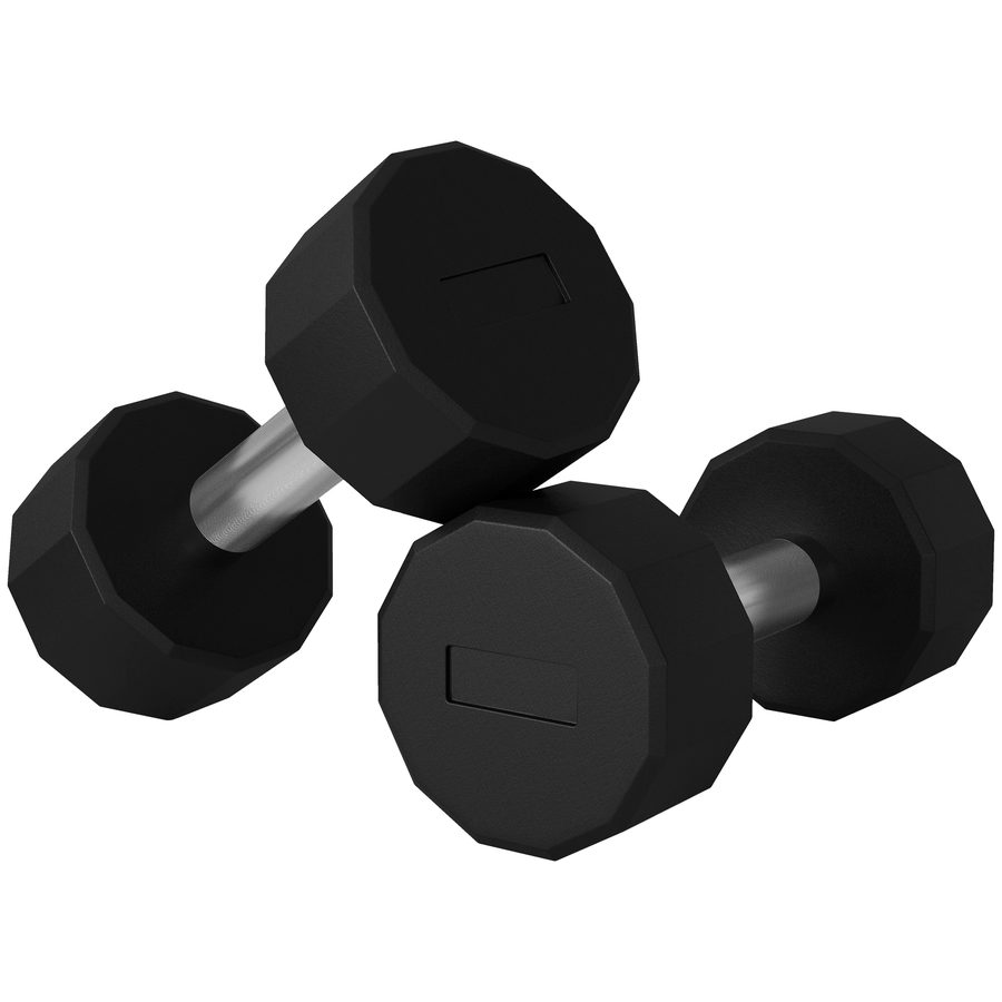 SPORTNOW Set 2 Kurzhanteln mit 12 Seiten je 2x8 kg aus Metall und Gummi, Fitness-Kurzhantel Set mit rutschfester Grifffläche, 26x12x12 cm, Schwarz   Aosom von SPORTNOW