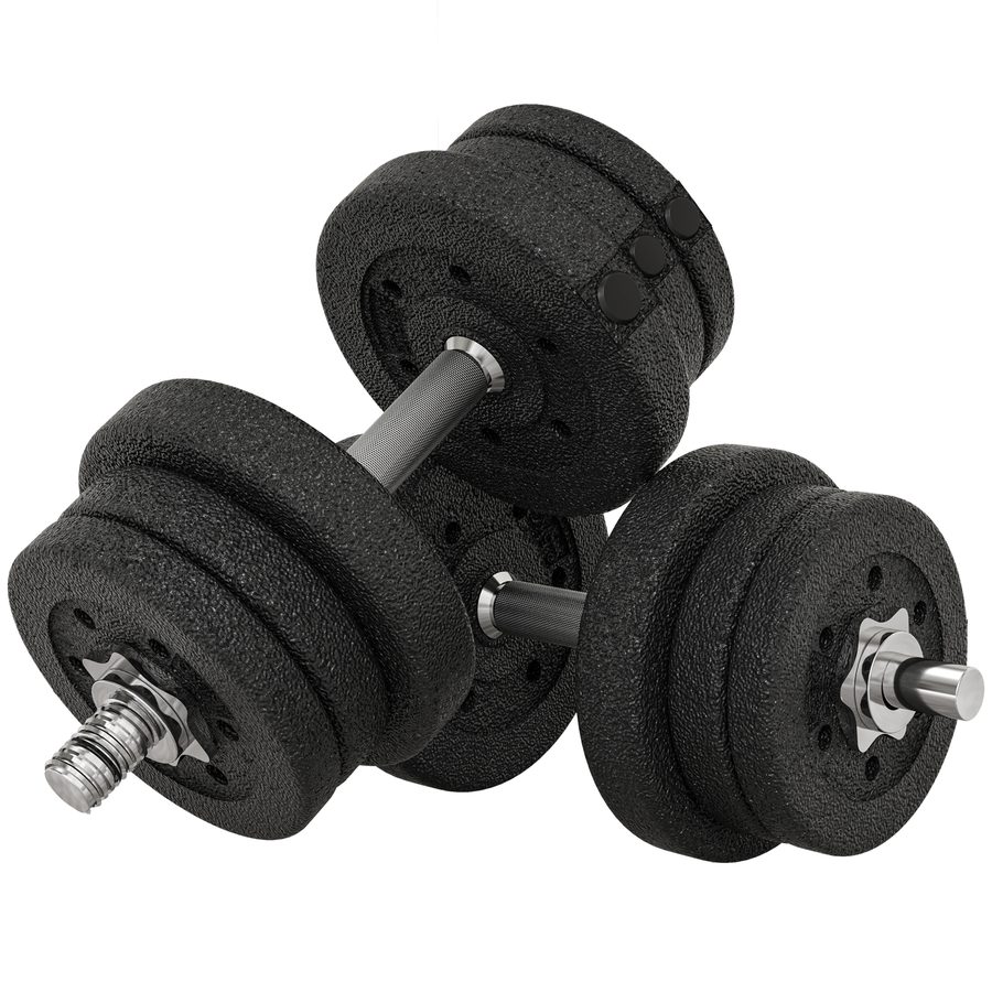HOMCOM Kurzhantel Set 25KG Hantelset mit Hantelscheiben für Zuhause Büro Fitnessstudio Stahl Kunstleder Schwarz Krafttraining   Aosom von HOMCOM