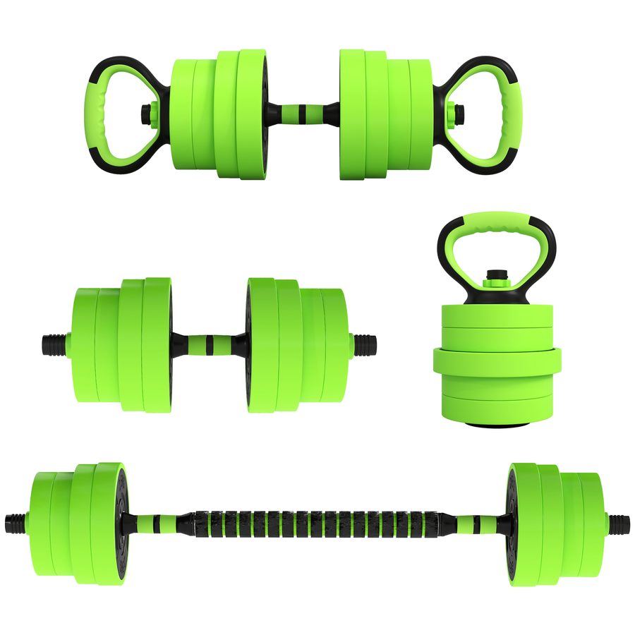 SPORTNOW Verstellbares Hantelset, 4 in 1, 30kg, Gewichtssatz als Kettlebell, Langhantel, Kurzhanteln oder Liegestützständer, Fitnessgerät für Männer und Frauen, Heim-Fitnessstudio   Aosom von SPORTNOW