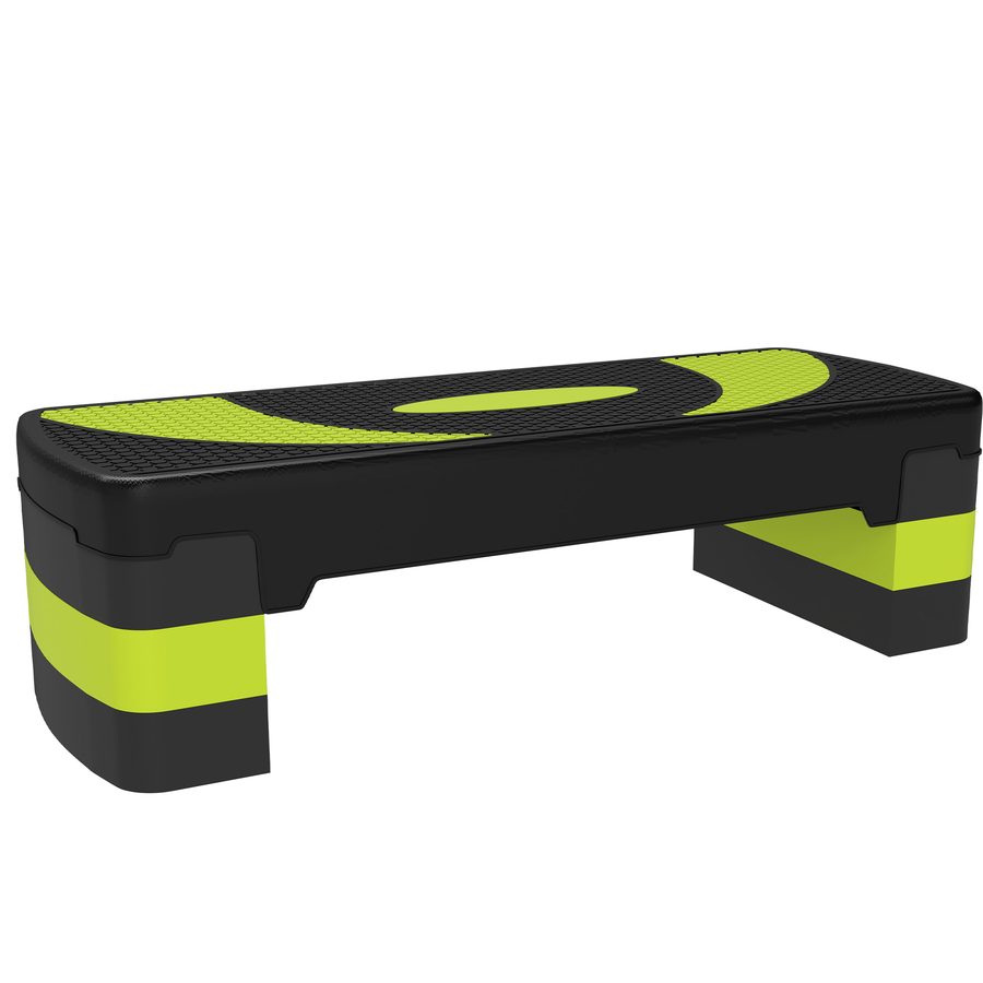 HOMCOM Steppbrett Aerobic-Stepper höhenverstellbar mit 3 Stufen (10/15/20 cm) Fitness Heimtrainer für Indoor Outdoor Belastbarkeit bis 150 kg Grün   Aosom von HOMCOM